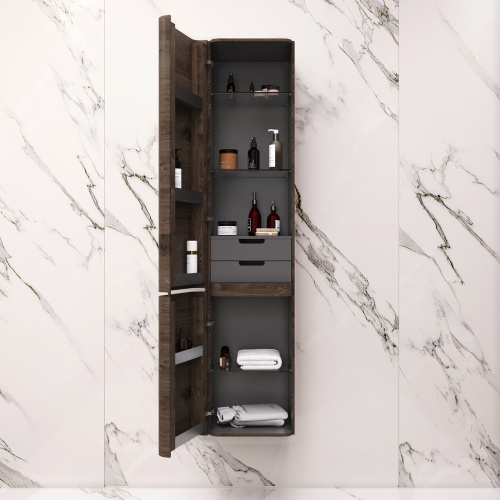 Шкаф-пенал Am.Pm Sensation M30CHL0406TF 40х35х155 подвесной цвет табачный дуб - фото 3