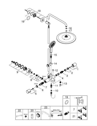 Душевая стойка Grohe Rainshower 26657000 настенная цвет хром с термостатом - фото 5