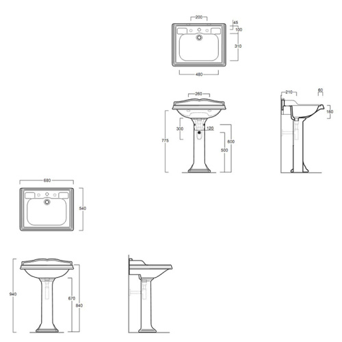 Раковина из санфаянса Simas Arcade AR824bi*1 68х54 подвесная цвет белый 1 отверстие под смеситель - фото 2
