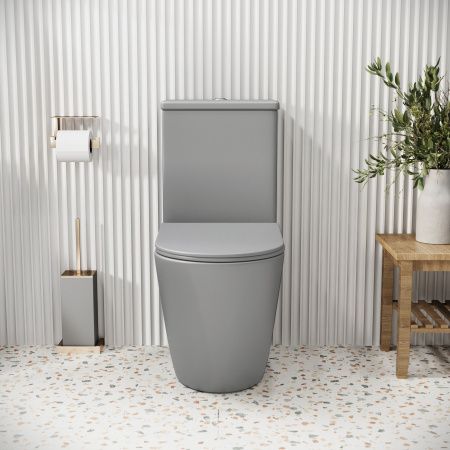Унитаз напольный с бачком Grossman Color GR-4480GLMS светло-серый с сиденьем микролифт безободковый каскадный смыв
