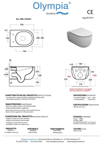 Унитаз подвесной Olympia Milady MILSET03 серый матовый с сиденьем микролифт безободковый - фото 2