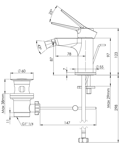 Смеситель Remer Slash & Dot SL20NO на биде черный - фото 2