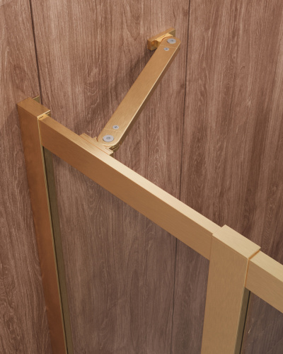 Душевой уголок Cezares MOLVENO MOLVENO-RH-22-130/120-C-BORO-IV 130х120 стекло прозрачное профиль золото брашированное без поддона - фото 3