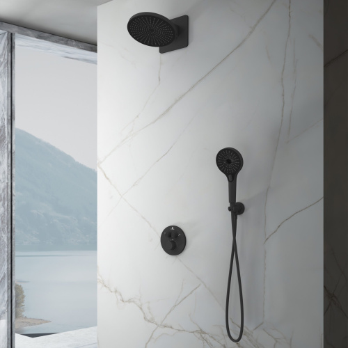 Душевая система Vincea Inspire VSFW-3I22MT5MB встраиваемая в стену с термостатом