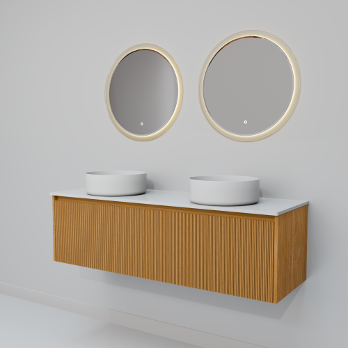 Тумба с раковиной+зеркало Art Decco Elizabeth (Элизабет) AEL14W11D3M0 140x45x40 подвесная цвет белый дуб - фото 5