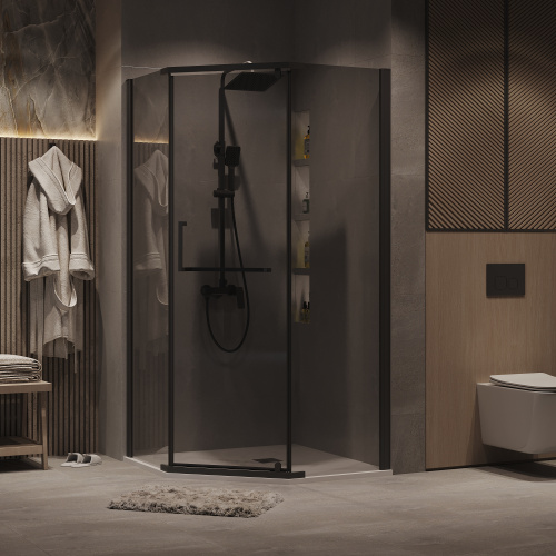 Душевой уголок Grossman Pragma 302.K33.03.1010.21.10 100х100 стекло тонированное профиль черный матовый без поддона - фото 3