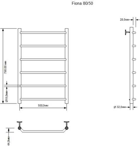 Полотенцесушитель Aquanet Fiona 00281995 56х80 электрический хром - фото 2