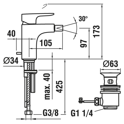 Смеситель Laufen Cityplus 3.4175.1.004.111.1 на биде хром - фото 2
