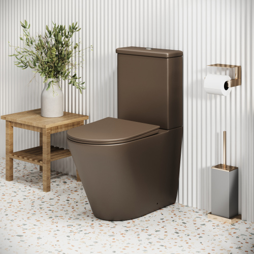 Унитаз напольный с бачком Grossman Color GR-4480BRMS коричневый матовый с сиденьем безободковый каскадный смыв - фото 5