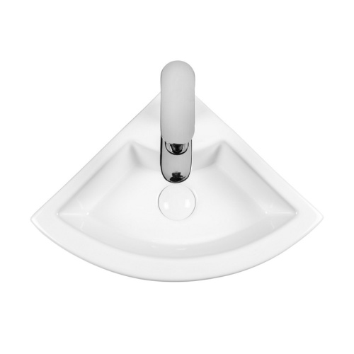 Раковина из сантехнического фарфора Bond Corner S91-320 33х33 подвесная цвет белый глянцевый 1 отверстие под смеситель - фото 3