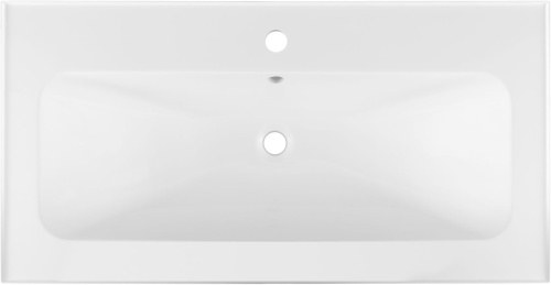 Раковина из литьевого мрамора Aquanet Арт 00318928 88х45 полувстраиваемая цвет белый 1 отверстие под смеситель - фото 4