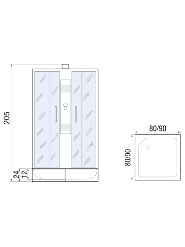Душевая кабина River QUADRO Б/К 80/24 MT (10000002241) 80х80 квадратная без крыши ориентация универсальная - фото 2