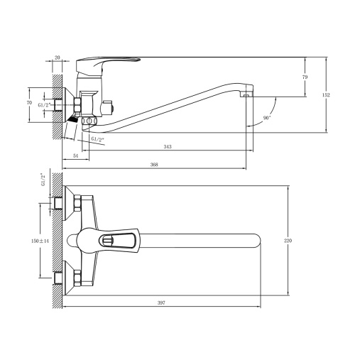 Смеситель для ванны Rossinka T T40-34 настенный хром - фото 3
