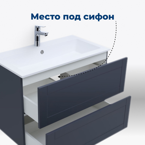 Тумба под раковину Aquanet Терра 00313246 89х49х64 подвесная цвет синий - фото 4