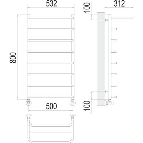 Полотенцесушитель Terminus 4670078530295 53х80 водяной хром - фото 3