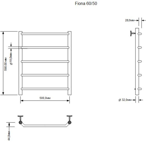Полотенцесушитель Aquanet Fiona 00281994 56х60 электрический хром - фото 2