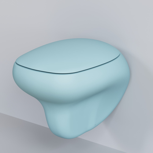 Чаша унитаза подвесная Ambassador Diamond 123T20801R цвет голубой матовый без сиденья каскадный смыв - фото 2