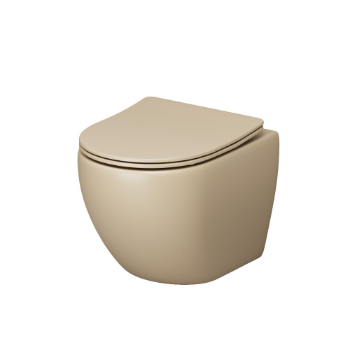 Унитаз подвесной Grossman Санфаянс GR-4455BEMS бежевый матовый с сиденьем микролифт безободковый каскадный смыв