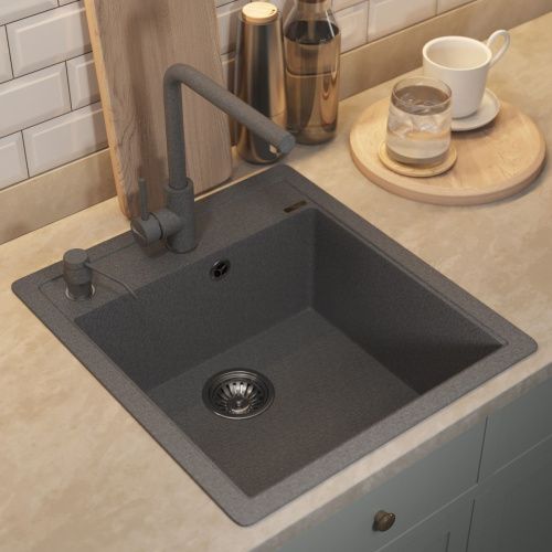 Кухонная мойка Uperwood Quartz Premium UPD-07 3910202126 45х50 цвет серый поверхность матовая - фото 3