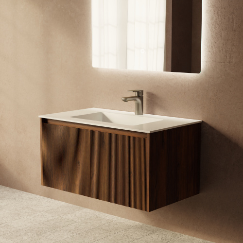 Тумба с раковиной+зеркало Art Decco Camilla (Камилла) ACM08W22S1M0 80x45x40 подвесная цвет черный орех - фото 5