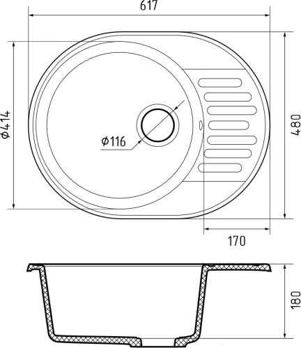 Кухонная мойка Granfest Quarz 58 серый 62х48 цвет серый поверхность матовая - фото 3