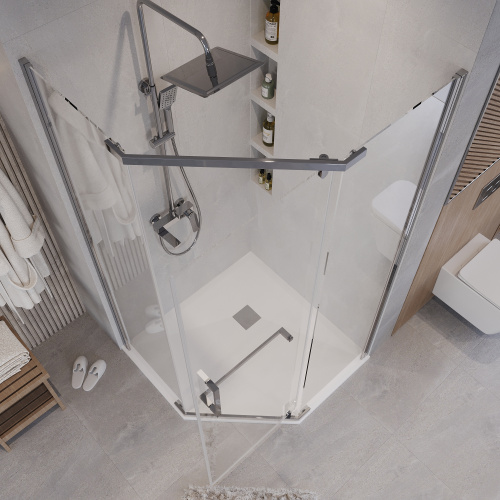 Душевой уголок Grossman Pragma 302.K33.03.1010.10.00 100х100 стекло прозрачное профиль хром глянцевый без поддона - фото 5