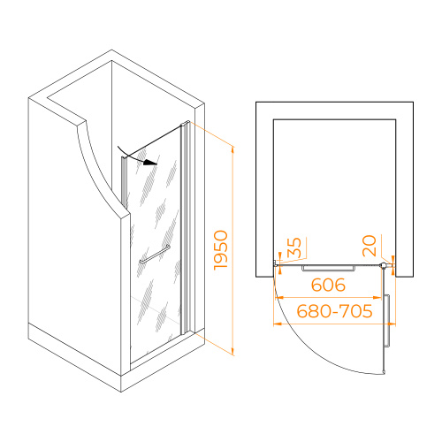 Душевая дверь RGW Passage 020810307-11 70х195 стекло прозрачное профиль хром глянцевый - фото 2