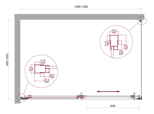 Душевой уголок BelBagno LUCE LUCE-AH-1-150/100-C-Cr 150х100 стекло прозрачное профиль хром глянцевый без поддона - фото 2