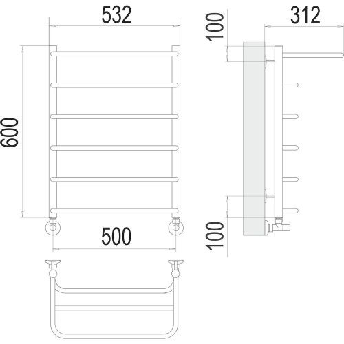Полотенцесушитель Terminus 4670078530288 53х60 водяной хром - фото 3