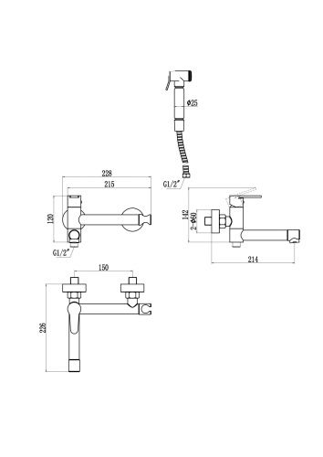 Смеситель Savol S-FXQ010H настенный черный - фото 2
