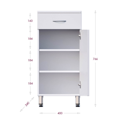 Тумба Onika Каприз 404013 40x34x87напольная цвет белый - фото 3