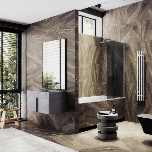 Душевая шторка на ванну Maybah Glass MGV-624-5 80х140 стекло тонированное профиль хром матовый ориентация универсальная - фото 2