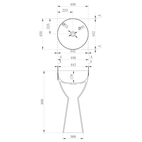 Раковина из полиэфирной смолы Abber KRISTALL AT2703Opal 45х45 напольная цвет коричневый без отверстий под смеситель - фото 4