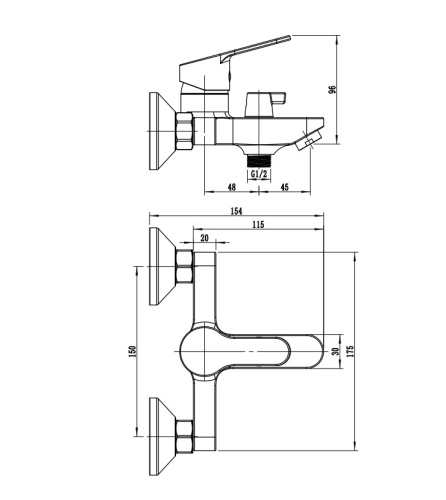 Смеситель для ванны Rush Sky SK5720-44 настенный хром - фото 2