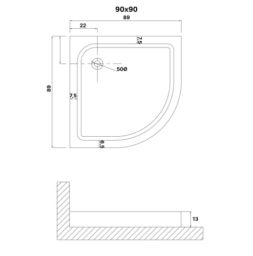 Душевой поддон Niagara Eco NG-P9090-14 90х90 ABS-пластик белый с ножками - фото 2
