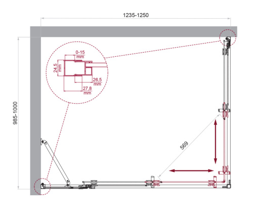 Душевой уголок BelBagno LUCE LUCE-AH-21-125/100-C-Cr 125х100 стекло прозрачное профиль хром глянцевый без поддона - фото 2