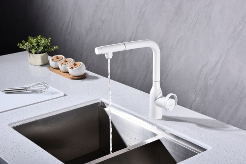 Смеситель для кухни Paulmark URBAN Ur213104-WH на раковину белый матовый - фото 2