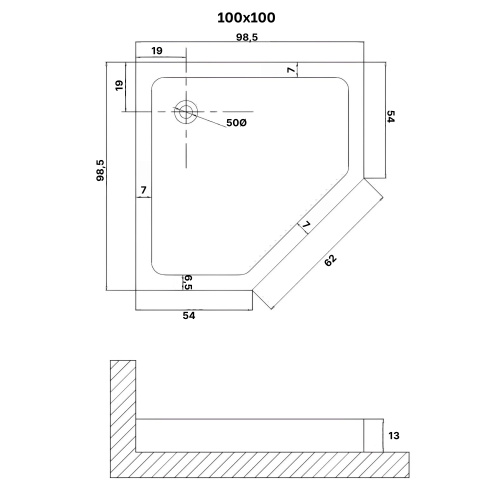 Душевой поддон Niagara Eco NG-P1010-14D 100х100 ABS-пластик белый с ножками - фото 2