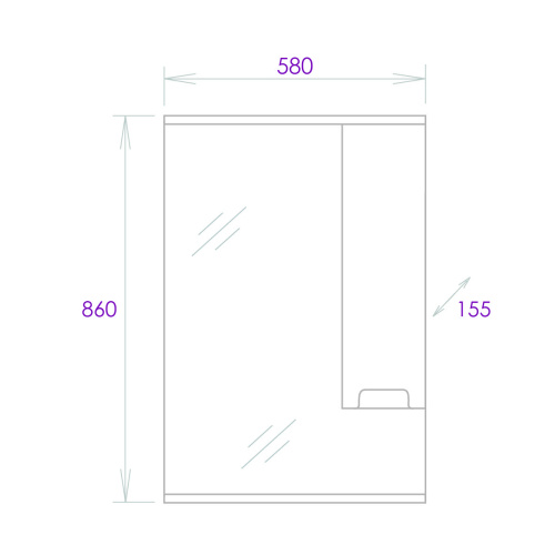 Зеркало-шкаф Onika Харпер 205849 58х16х86 подвесной - фото 3