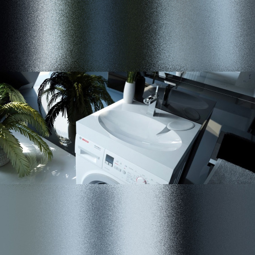 Раковина из литьевого мрамора Teymi Lori T50504 60х55 над стиральной машиной цвет белый 1 отверстие под смеситель - фото 5