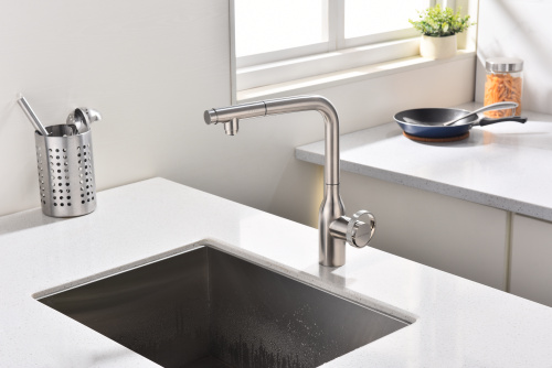 Смеситель для кухни Paulmark URBAN Ur213104-BS на раковину никель - фото 2