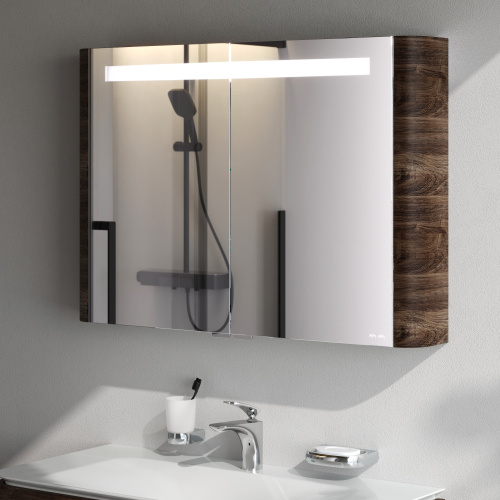 Зеркало-шкаф Am.Pm Sensation M30MCX1001NF 100х15х70 подвесной цвет орех - фото 4