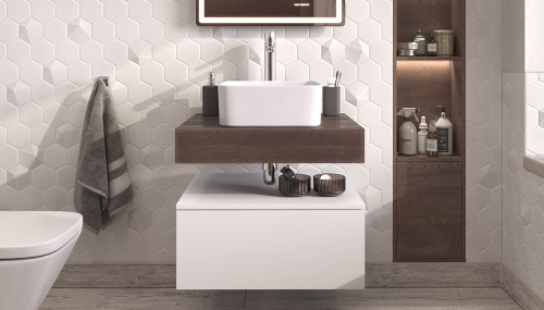 Тумба Velvex UNIT tpUNI.60.H27.Y-211 60х48х27 подвесная цвет белый матовый - фото 2