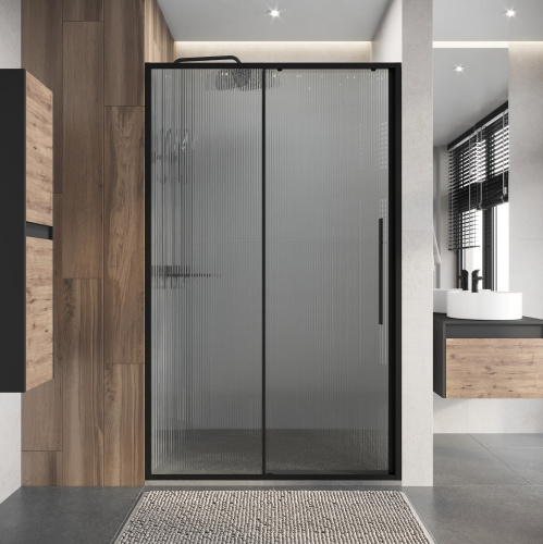 Душевая дверь Niagara Nova NG-84-L12FHB 120х195 стекло рифленое профиль черный матовый - фото 4