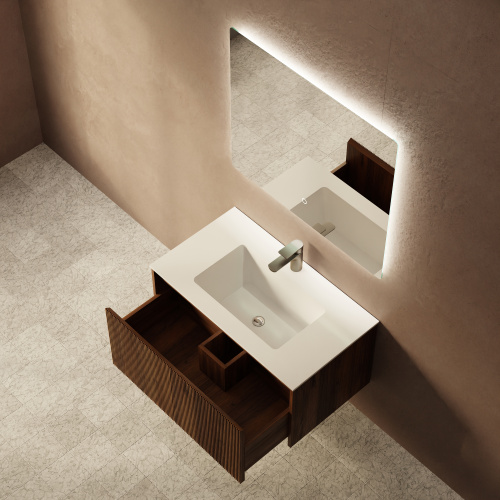 Тумба с раковиной+зеркало Art Decco Camilla (Камилла) ACM08W22S1M0 80x45x40 подвесная цвет черный орех - фото 3