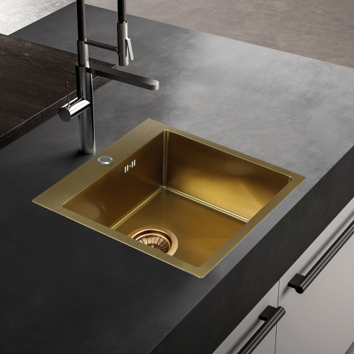 Кухонная мойка Melana ProfLine D5050HG золото 50х50 цвет золото поверхность матовая - фото 2