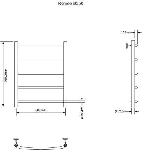 Полотенцесушитель Aquanet Romeo 00266724 50х60 водяной хром - фото 2