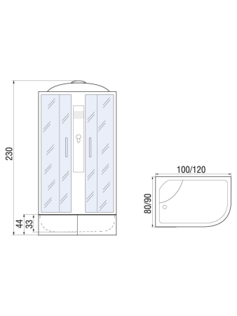 Душевая кабина River DESNA 10000006161 120х90 асимметричная с крышей ориентация левая