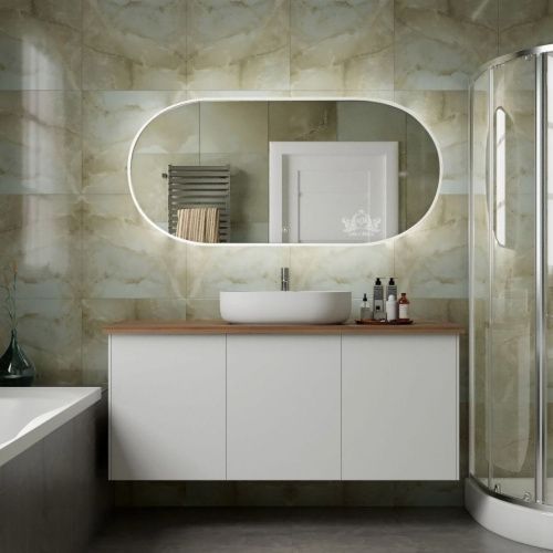 Зеркало с подсветкой и антизапотевателем Art&Max BARI AM-Bar-700-1500-DS-F-White 70х150 подвесное