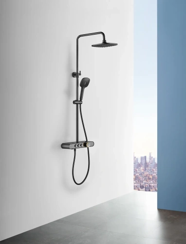Душевая стойка Arrow AG3323SHMB настенная цвет черный с термостатом - фото 3